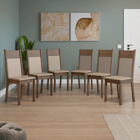 Set con 6 Sillas de Comedor 4280 Marrón/Crema/Beige