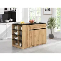Isla Central para Cocina Meilin color Marrón/Negro TU MESITA