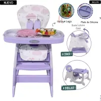 Silla Carpeta Hi Baby Gato 3 en 1 con Plato y Lego Lila