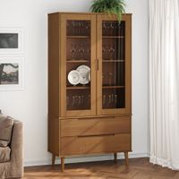 Vitrina Moderna Yerson color Marrón 2 puertas 2 cajones TU MESITA