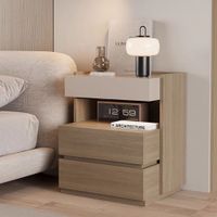 Velador Moderno Milosh 3 Cajones Color Garden Oak/Capri TU MESITA