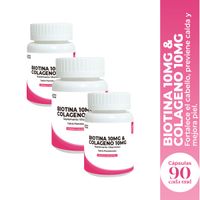Biotina 10mg & Colageno 100mg 90cápsulas Dermo Sumak 3und