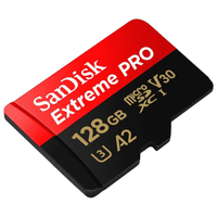 Memoria MicroSD SanDisk Extreme PRO 128GB V30 U3 UHS-I A2 R:250MB/s 4K con adaptador SD