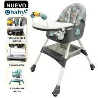 Silla de Comer Plegable Con Ruedas Doble bandeja Ebaby LULU Gris