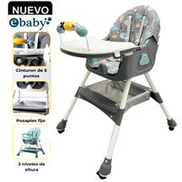 Silla de Comer Plegable Con Ruedas Doble bandeja LULU Gris