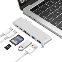 6 en 1 tipo C a USB 3.0 + TF Micro SD Lector de tarjetas hub adaptador