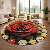 Alfombra Circular Grande 2mts de Diámetro para Sala o Dormitorio Rojo