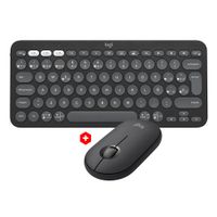 Combo: Teclado inalámbrico Logitech Pebble 2 K380S, bluetooth, español + Mouse inalámbrico Logitech Pebble 2 M350S bluetooth, usa pila, grafito