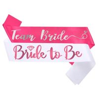 Set x 7 Bandas blanca para la novia y fucsia con plateado para el equipo novia team bride despedida