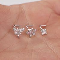 Set x 3 piercings en forma de L para nariz nostril libélula, estrella, flor plateado