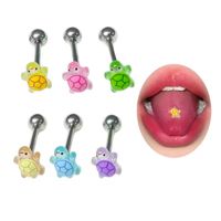 Set x 2 Piercings para lengua modelo tortuguita de colores al azar