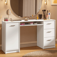 Tocador Maquillador Escritorio Madesa 1 Puerta 3 Cajones Blanco