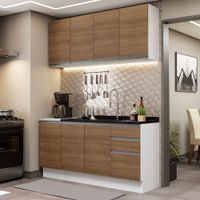 Mueble de Cocina Integral Glamy 160 cm con Lavadero Blanco/Marrón 01