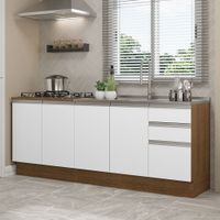 Kit 2 Muebles de Cocina Glamy 200 cm Marrón/Blanco