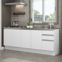 Kit 2 Muebles de Cocina Glamy 200 cm con Lavadero Blanco