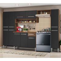 Mueble de Cocina Integral Emilly Hit 261 cm Marrón/Negro