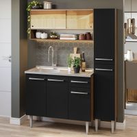 Mueble de Cocina Integral Emilly 137 cm con Lavadero Marrón/Negro 10