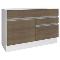 Mueble de Cocina Glamy 120 cm - Mostrador para Lavadero Blanco/Marrón 02