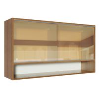 Alacena de Cocina Glamy 120 cm 2 Puertas Corredizas de Cristal Reflex 1 Nicho Marrón