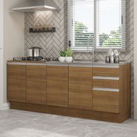 Kit 2 Muebles de Cocina Glamy 200 cm con Lavadero Marrón
