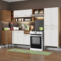 Mueble de Cocina Integral de Esquina Emilly Sun 353 cm Marrón/Blanco