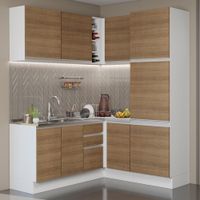 Mueble de Cocina Integral de Esquina Glamy 329 cm Blanco/Marrón 01