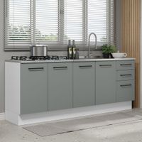 Kit con 2 Muebles de Cocina Agata 200 cm Blanco/Gris