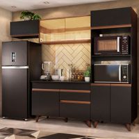 Mueble de Cocina Integral Reims 260 cm con Encimera Negro/Marrón 01