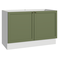 Mueble de Cocina Vik 120 cm - Mostrador para Lavadero 2 Puertas Blanco/Verde
