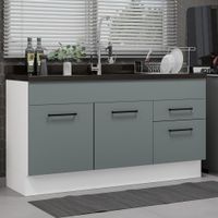 Mueble de Cocina Agata 150 cm - Mostrador para Lavadero Blanco/Gris 02