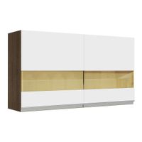 Alacena de Cocina Glamy 120 cm 2 Puertas con Cristal Reflex Marrón/Blanco