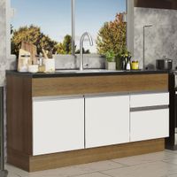 Mueble de Cocina Glamy 150 cm 2 Puertas 2 Cajones Marrón/Blanco