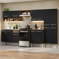 Mueble de Cocina Integral Emilly 293 cm con Lavadero Marrón/Negro 09