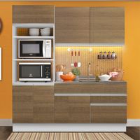 Mueble de Cocina Integral Lívia 190 cm Blanco/Marrón