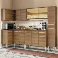 Mueble de Cocina Integral de Esquina Emilly Wave 325 cm Marrón