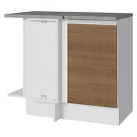 Mueble de Cocina Glamy - Mostrador de Esquina 1 Puerta Blanco/Marrón