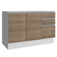 Mueble de Cocina Glamy 120 cm - Mostrador para Lavadero Blanco/Marrón 03