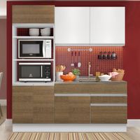 Mueble de Cocina Integral Lívia 190 cm Blanco/Marrón/Blanco