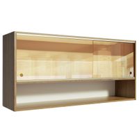 Alacena de Cocina Emilly 105 cm 2 Puertas Corredizas de Cristal Reflex 1 Nicho Marrón