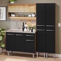 Mueble de Cocina Integral Emilly 169 cm con Lavadero Marrón/Negro 14