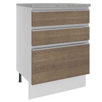 Mueble de Cocina Glamy 60 cm 3 Cajones Blanco/Marrón
