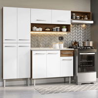 Mueble de Cocina Integral Emilly 229 cm con Lavadero Marrón/Blanco 12