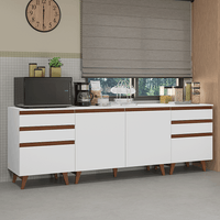 Kit 3 Muebles de Cocina Reims 240 cm con Encimera Blanco