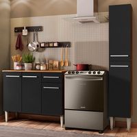 Mueble de Cocina Integral Emilly Silver 137 cm Marrón/Negro 01