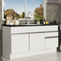 Mueble de Cocina Glamy 150 cm 2 Puertas 2 Cajones Blanco