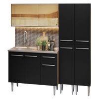 Mueble de Cocina Integral Emilly 169 cm con Lavadero Marrón/Negro 12