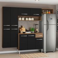 Mueble de Cocina Integral Emilly Fit 229 cm Marrón/Negro