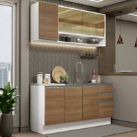 Mueble de Cocina Integral Glamy 160 cm con Lavadero Blanco/Marrón 02