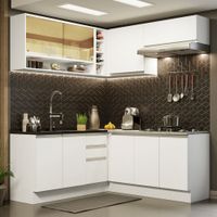 Mueble de Cocina Integral de Esquina Glamy 349 cm con Lavadero Blanco 02