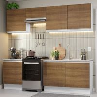 Mueble de Cocina Integral Glamy 240 cm Blanco/Marrón 09